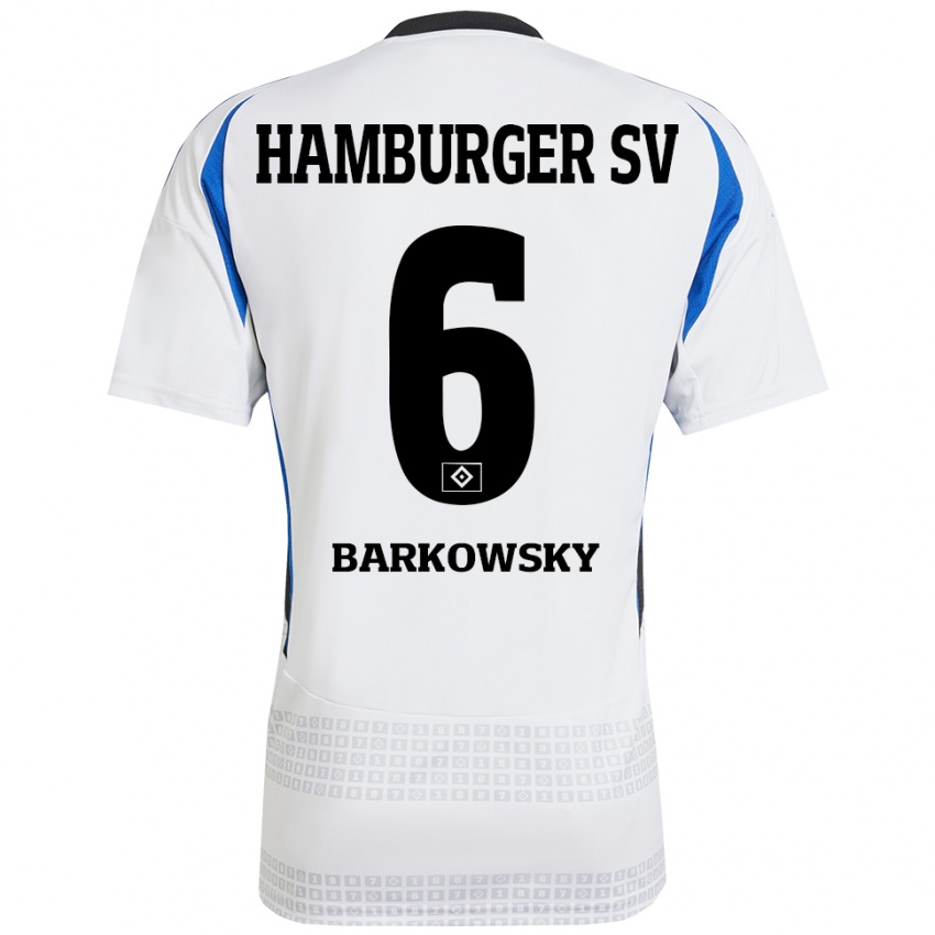 Dames Finn Barkowsky #6 Wit Blauw Thuisshirt Thuistenue 2024/25 T-Shirt België