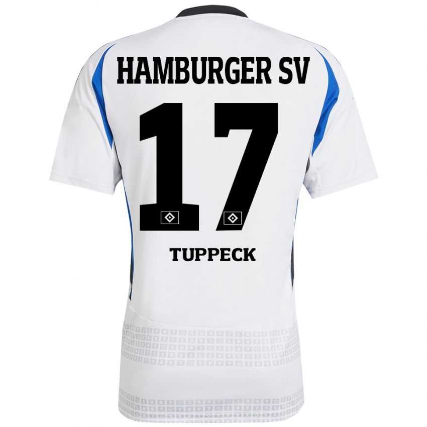 Dames Niklas Tuppeck #17 Wit Blauw Thuisshirt Thuistenue 2024/25 T-Shirt België