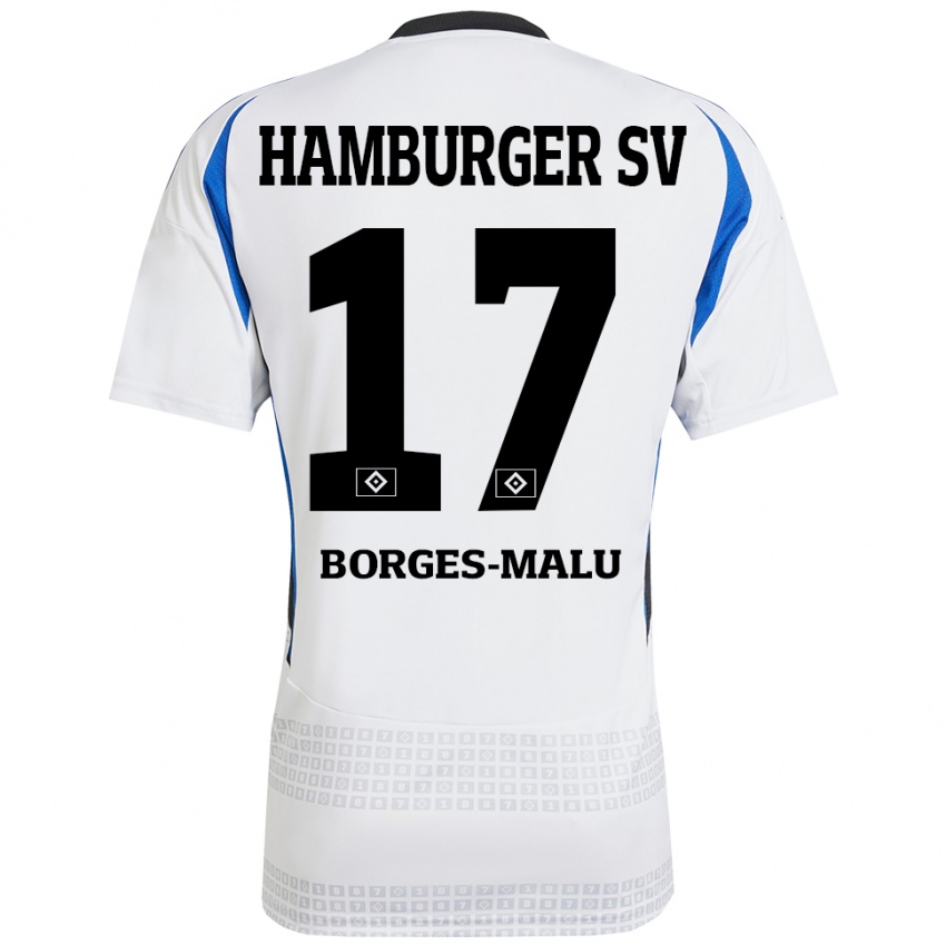 Femme Maillot Louis Borges-Malu #17 Blanc Bleu Tenues Domicile 2024/25 T-Shirt Belgique