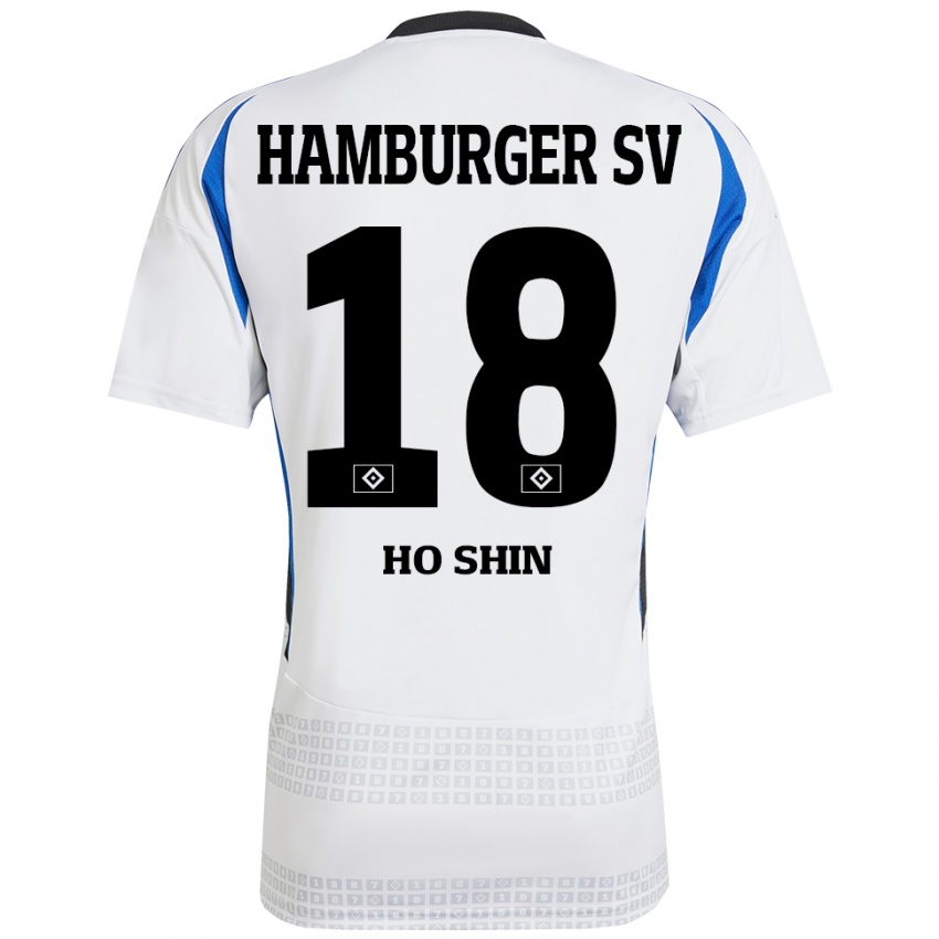 Femme Maillot Jae Ho Shin #18 Blanc Bleu Tenues Domicile 2024/25 T-Shirt Belgique