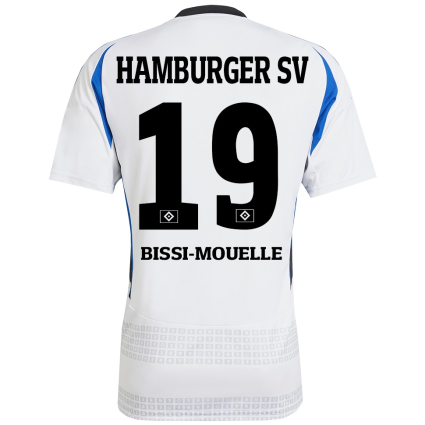 Femme Maillot Jason Bissi-Mouelle #19 Blanc Bleu Tenues Domicile 2024/25 T-Shirt Belgique