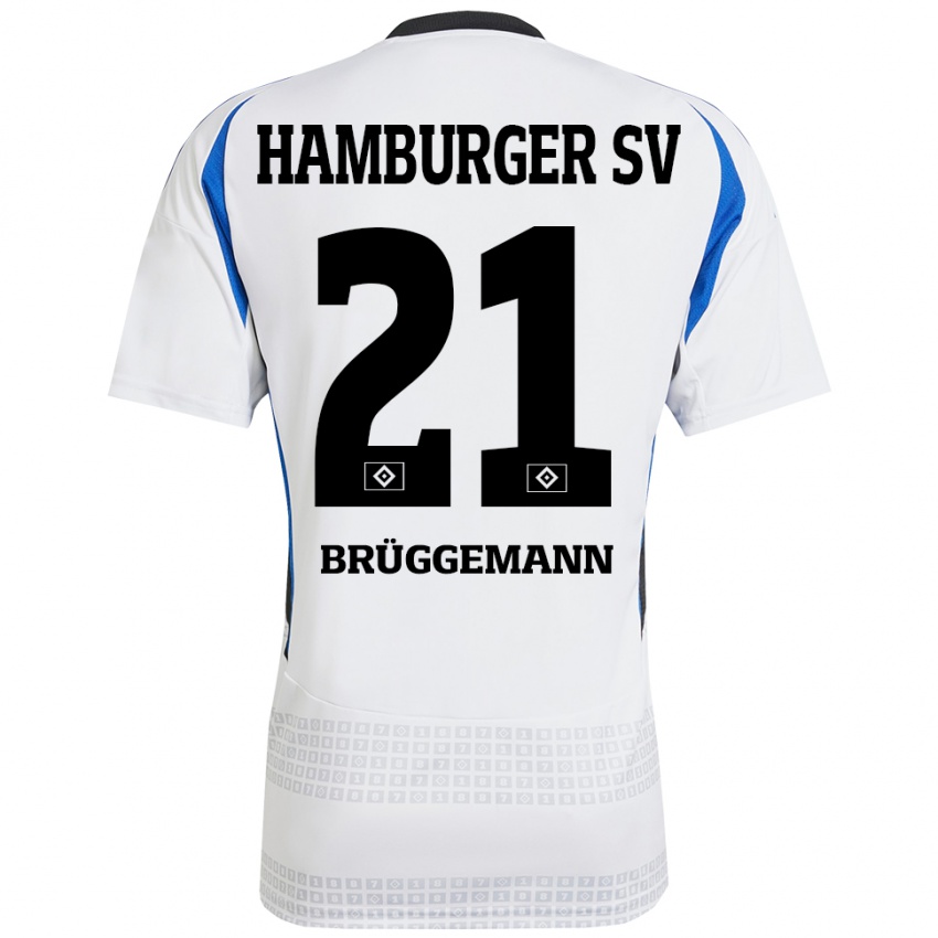 Femme Maillot William Brüggemann #21 Blanc Bleu Tenues Domicile 2024/25 T-Shirt Belgique