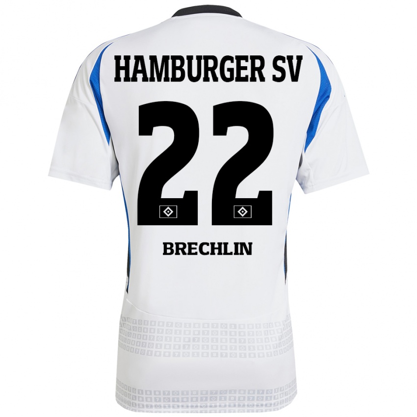 Dames Bjarne Brechlin #22 Wit Blauw Thuisshirt Thuistenue 2024/25 T-Shirt België