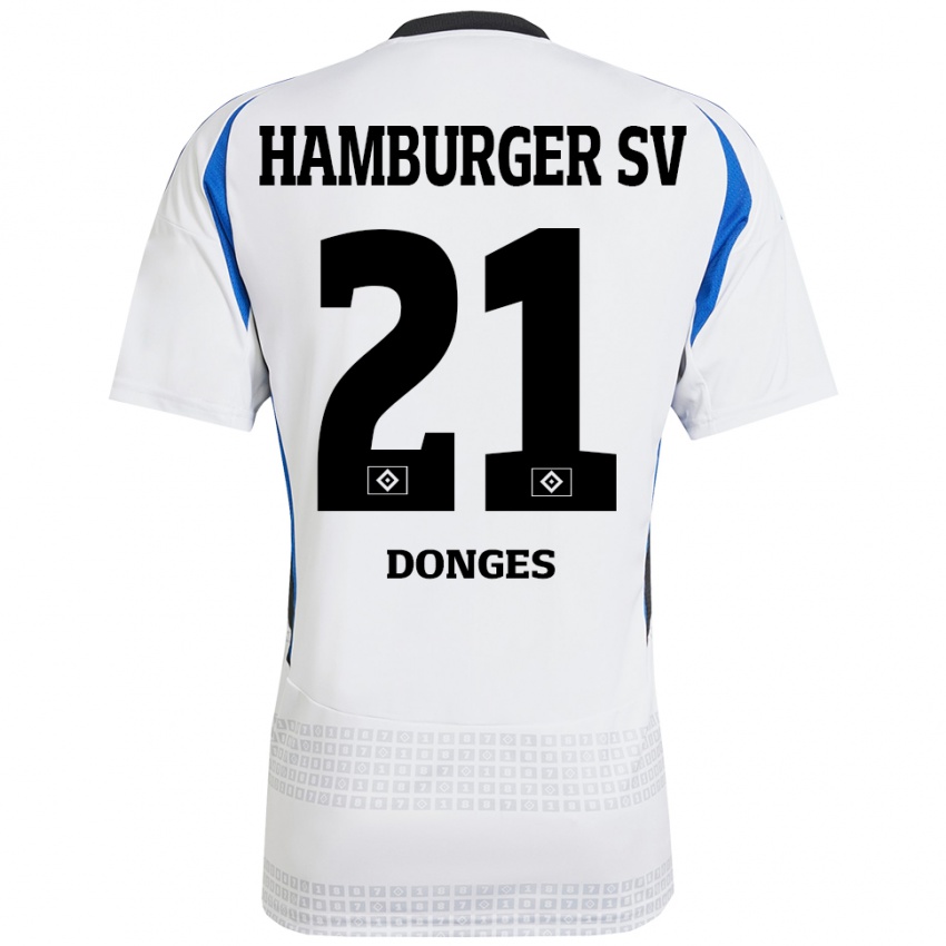 Femme Maillot Jaqueline Dönges #21 Blanc Bleu Tenues Domicile 2024/25 T-Shirt Belgique