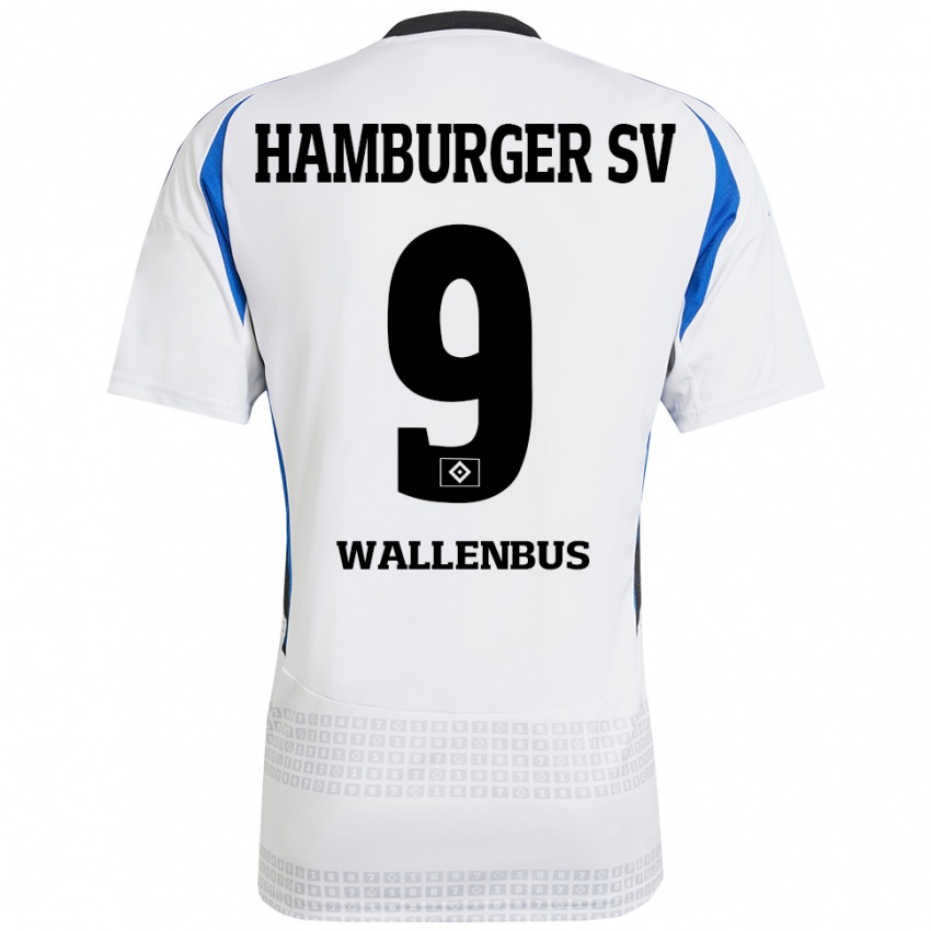 Dames Noah Wallenßus #9 Wit Blauw Thuisshirt Thuistenue 2024/25 T-Shirt België