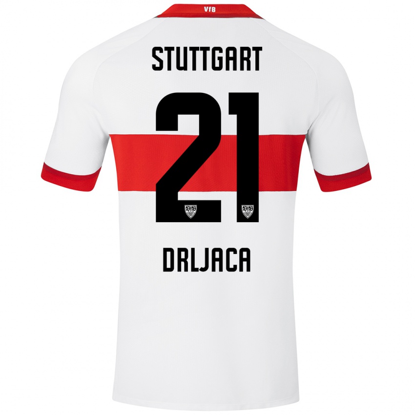 Dames Stefan Drljaca #21 Wit Rood Thuisshirt Thuistenue 2024/25 T-Shirt België