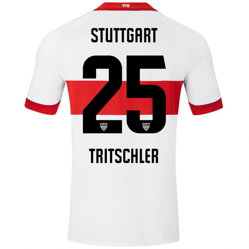 Dames David Tritschler #25 Wit Rood Thuisshirt Thuistenue 2024/25 T-Shirt België