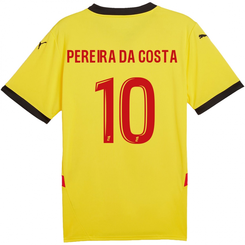 Dames David Pereira Da Costa #10 Geel Rood Thuisshirt Thuistenue 2024/25 T-Shirt België