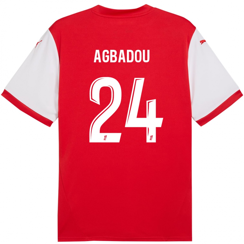 Femme Maillot Emmanuel Agbadou #24 Rouge Blanc Tenues Domicile 2024/25 T-Shirt Belgique