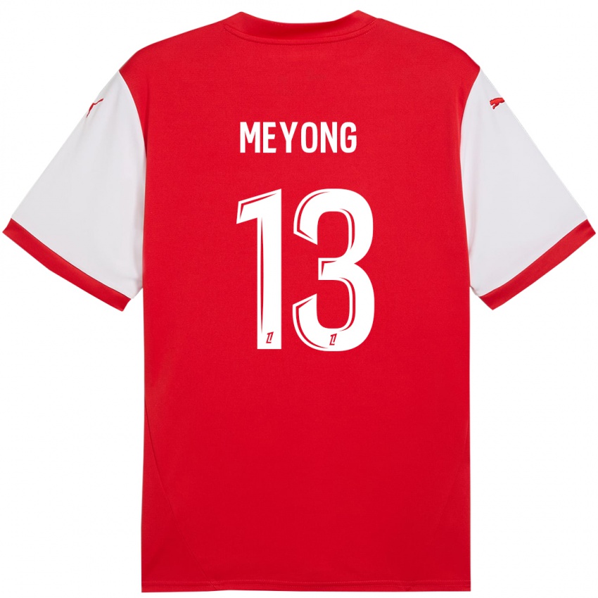 Femme Maillot Charlène Meyong #13 Rouge Blanc Tenues Domicile 2024/25 T-Shirt Belgique