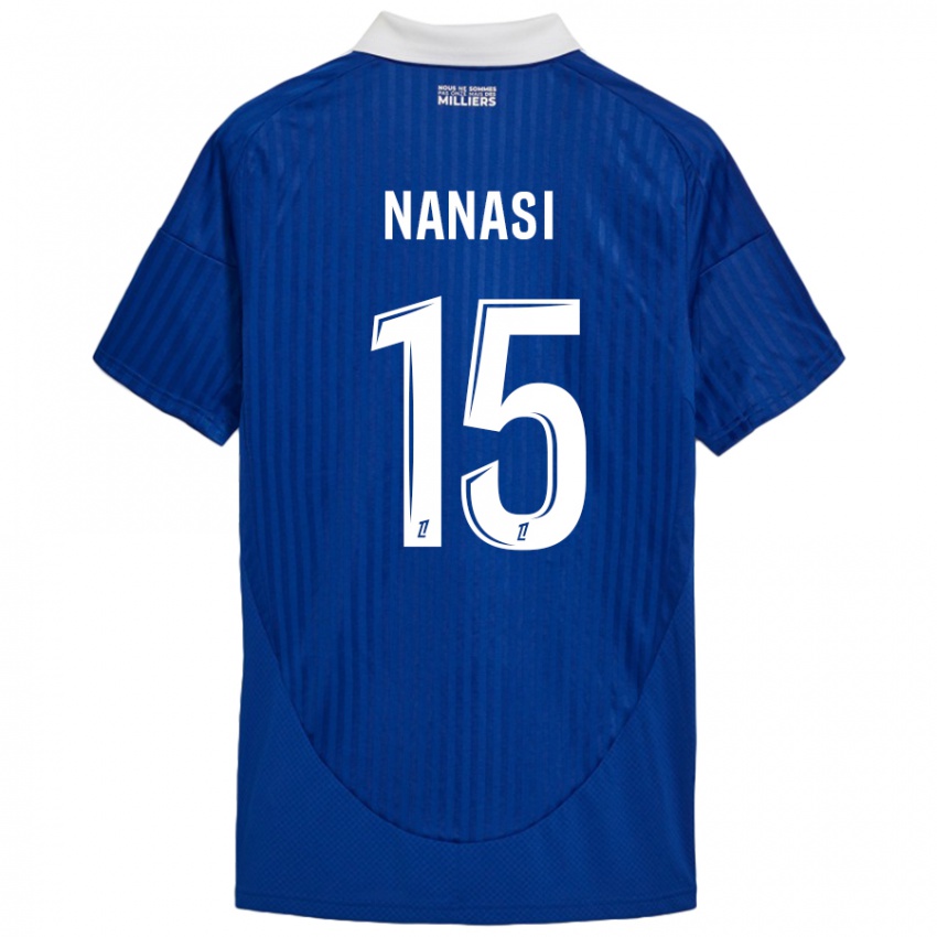 Femme Maillot Sebastian Nanasi #15 Bleu Blanc Tenues Domicile 2024/25 T-Shirt Belgique