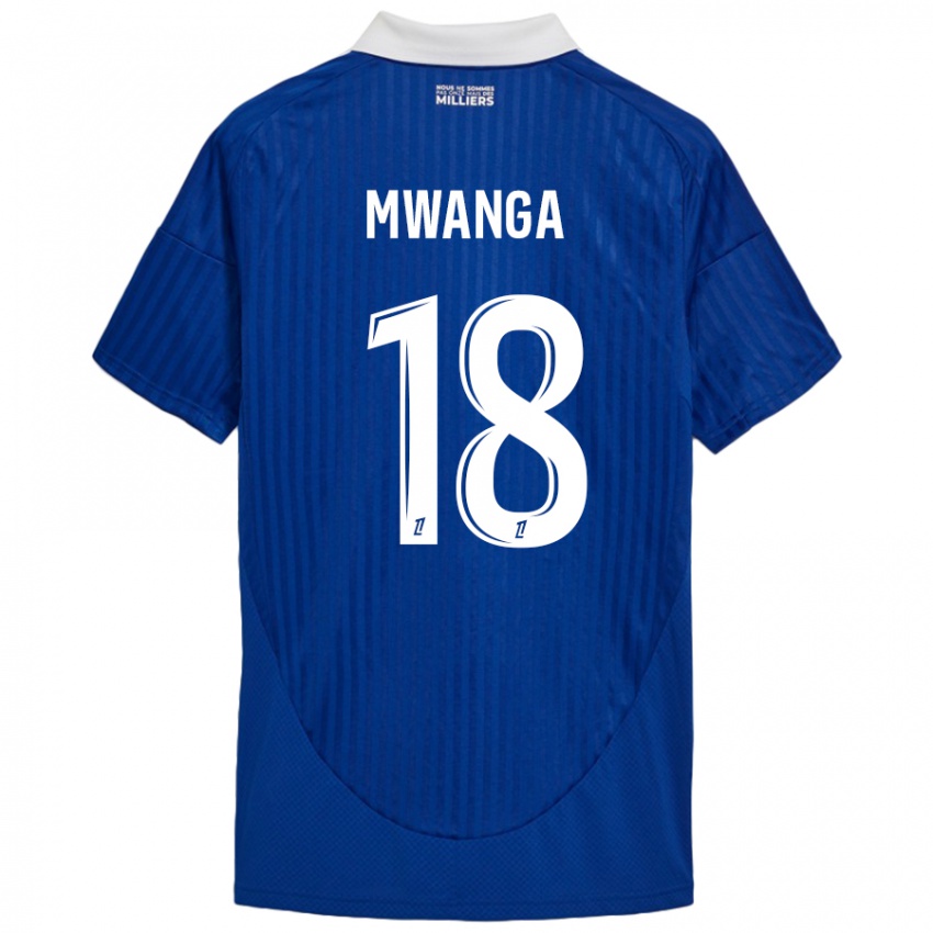 Femme Maillot Junior Mwanga #18 Bleu Blanc Tenues Domicile 2024/25 T-Shirt Belgique