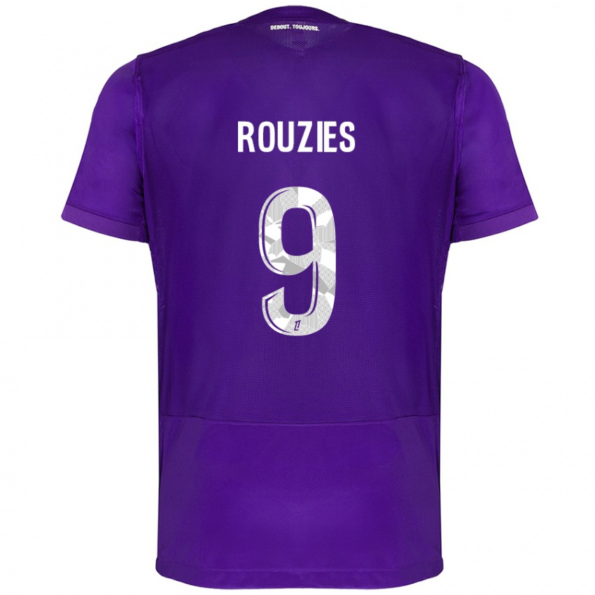 Dames Manon Rouzies #9 Paars Wit Thuisshirt Thuistenue 2024/25 T-Shirt België