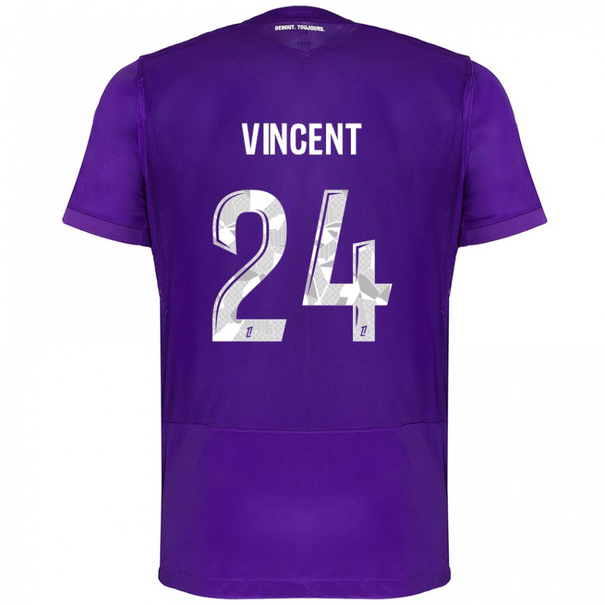 Damen Magalie Vincent #24 Violett Weiß Heimtrikot Trikot 2024/25 T-Shirt Belgien