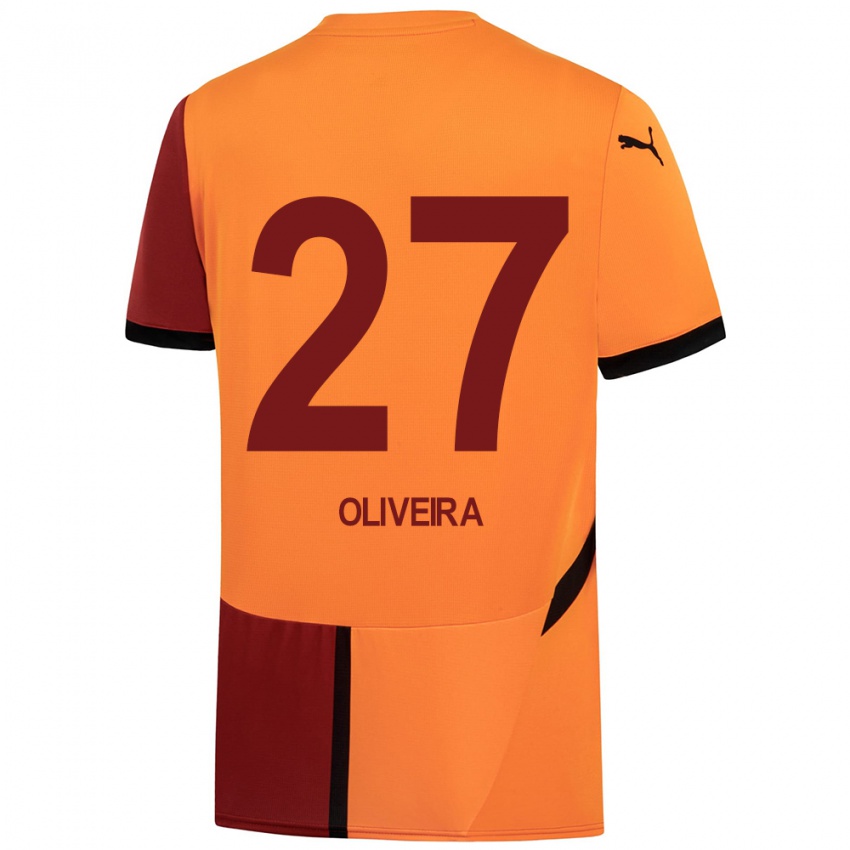 Dames Sergio Oliveira #27 Geel Rood Thuisshirt Thuistenue 2024/25 T-Shirt België