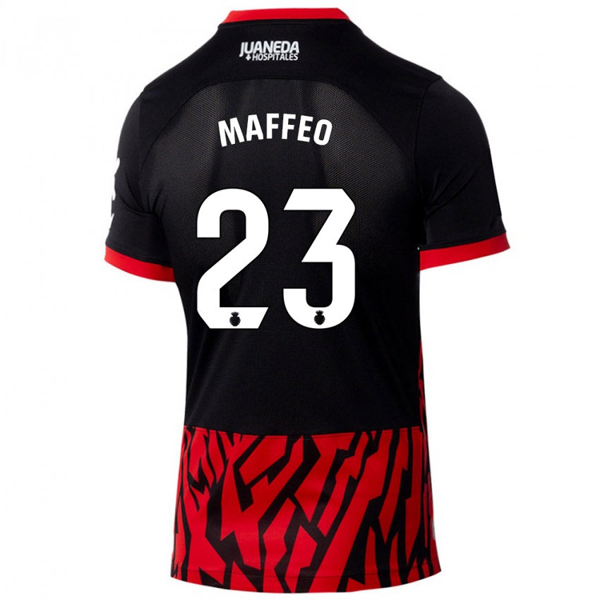 Damen Pablo Maffeo #23 Schwarz Rot Heimtrikot Trikot 2024/25 T-Shirt Belgien