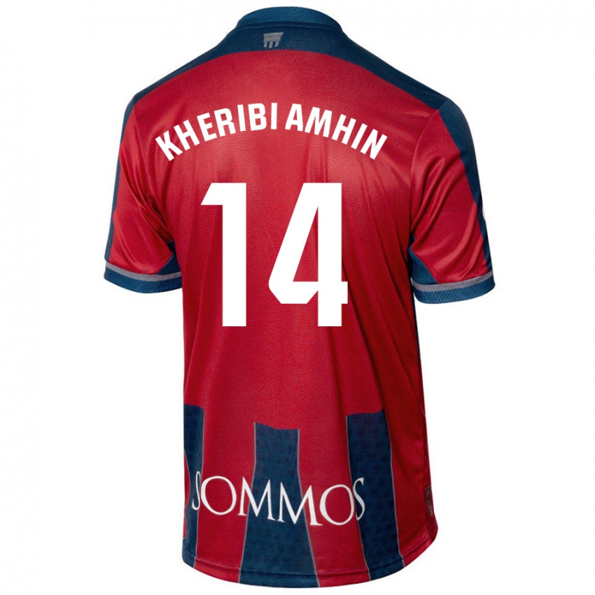 Femme Maillot Nabil Kheribi Amhin #14 Rouge Bleu Tenues Domicile 2024/25 T-Shirt Belgique