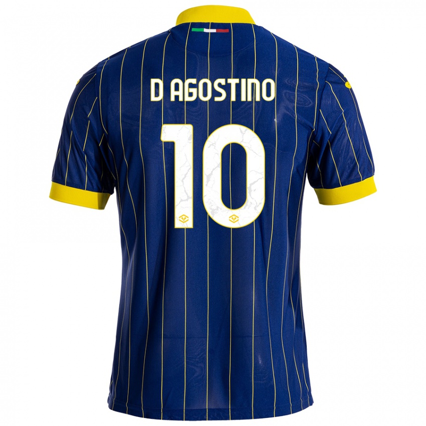 Femme Maillot Samuele D'agostino #10 Bleu Jaune Tenues Domicile 2024/25 T-Shirt Belgique