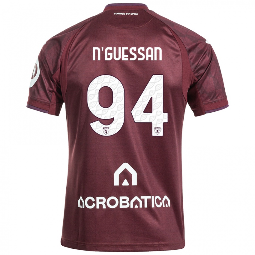 Femme Maillot Ange Caumenan N'guessan #94 Bordeaux Blanc Tenues Domicile 2024/25 T-Shirt Belgique