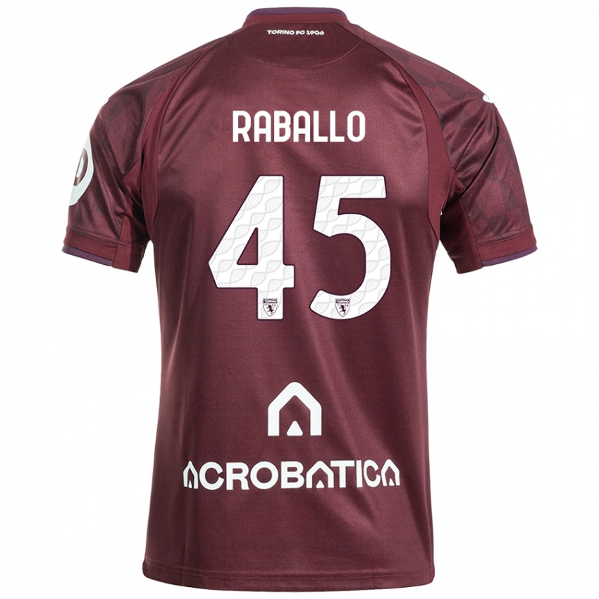 Femme Maillot Alessio Raballo #45 Bordeaux Blanc Tenues Domicile 2024/25 T-Shirt Belgique