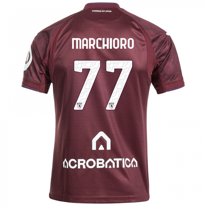 Femme Maillot Raffaele Marchioro #77 Bordeaux Blanc Tenues Domicile 2024/25 T-Shirt Belgique