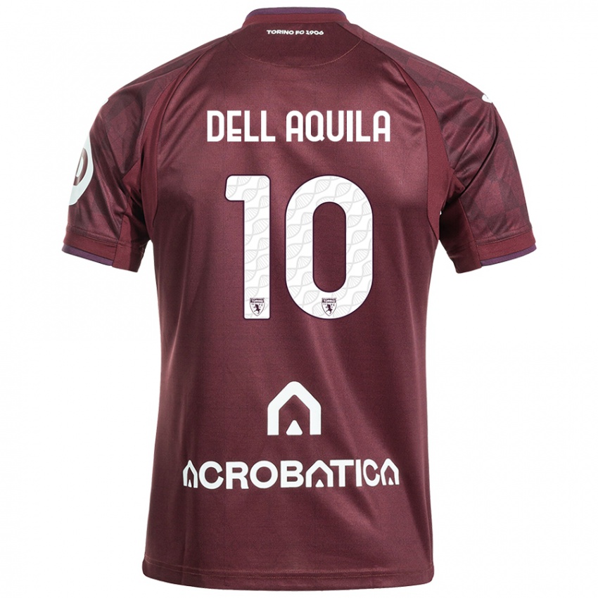 Femme Maillot Francesco Dell'aquila #10 Bordeaux Blanc Tenues Domicile 2024/25 T-Shirt Belgique