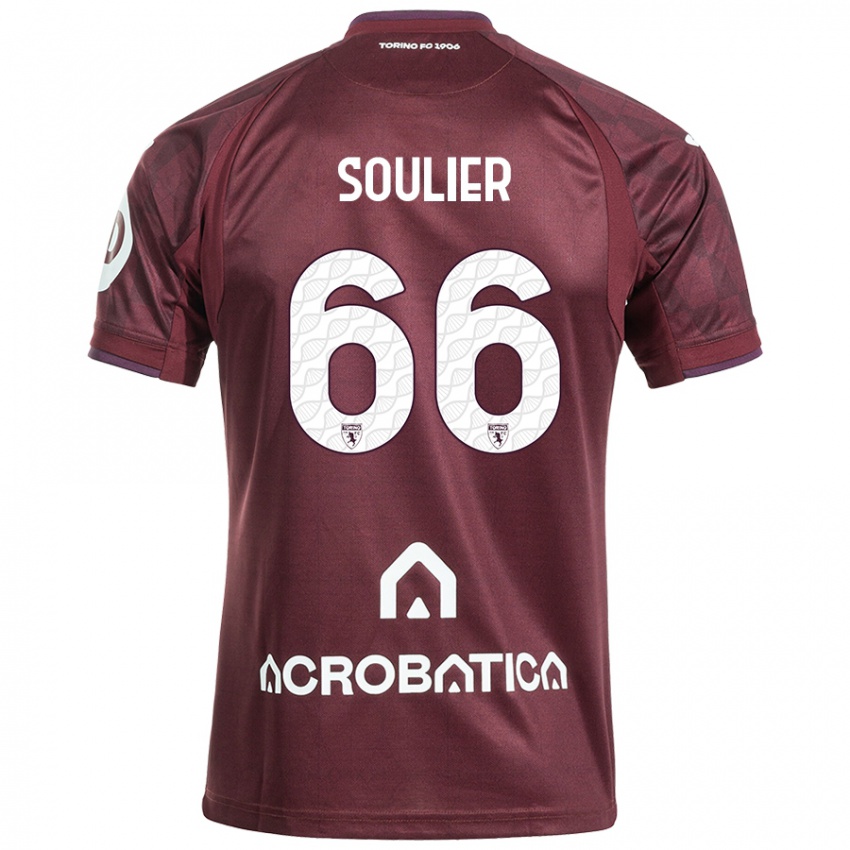 Femme Maillot Evan Soulier #66 Bordeaux Blanc Tenues Domicile 2024/25 T-Shirt Belgique