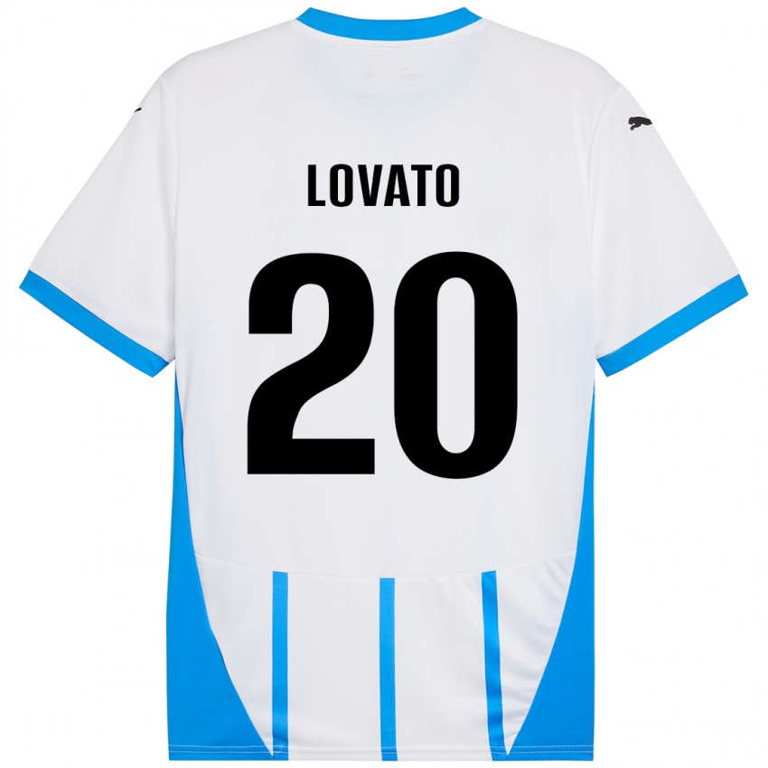 Dames Matteo Lovato #20 Wit Blauw Uitshirt Uittenue 2024/25 T-Shirt België