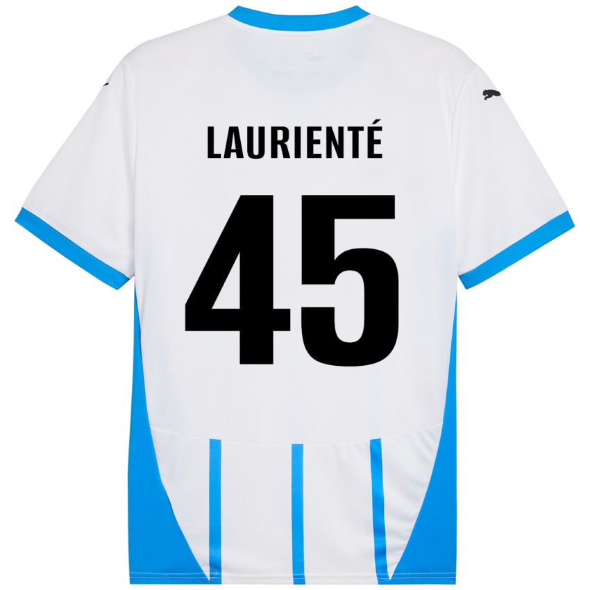 Damen Armand Laurienté #45 Weiß Blau Auswärtstrikot Trikot 2024/25 T-Shirt Belgien