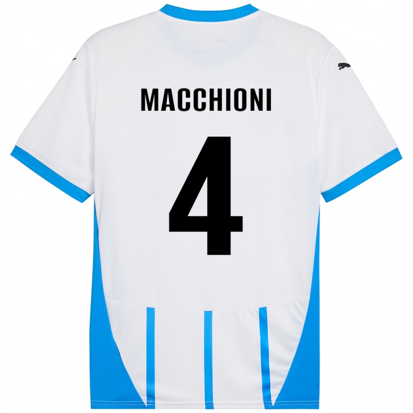 Dames Tommaso Macchioni #4 Wit Blauw Uitshirt Uittenue 2024/25 T-Shirt België