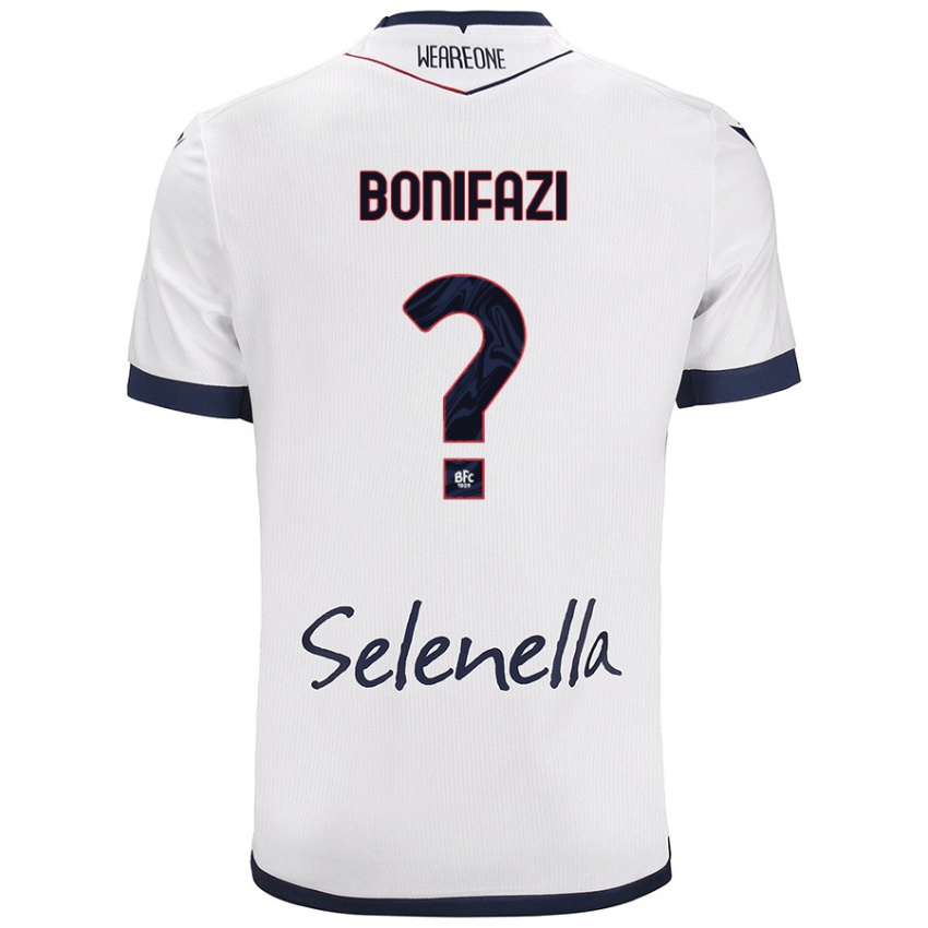 Femme Maillot Kevin Bonifazi #0 Blanc Bleu Royal Tenues Extérieur 2024/25 T-Shirt Belgique