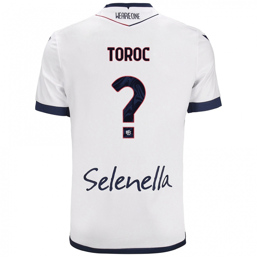 Femme Maillot Andrei Toroc #0 Blanc Bleu Royal Tenues Extérieur 2024/25 T-Shirt Belgique