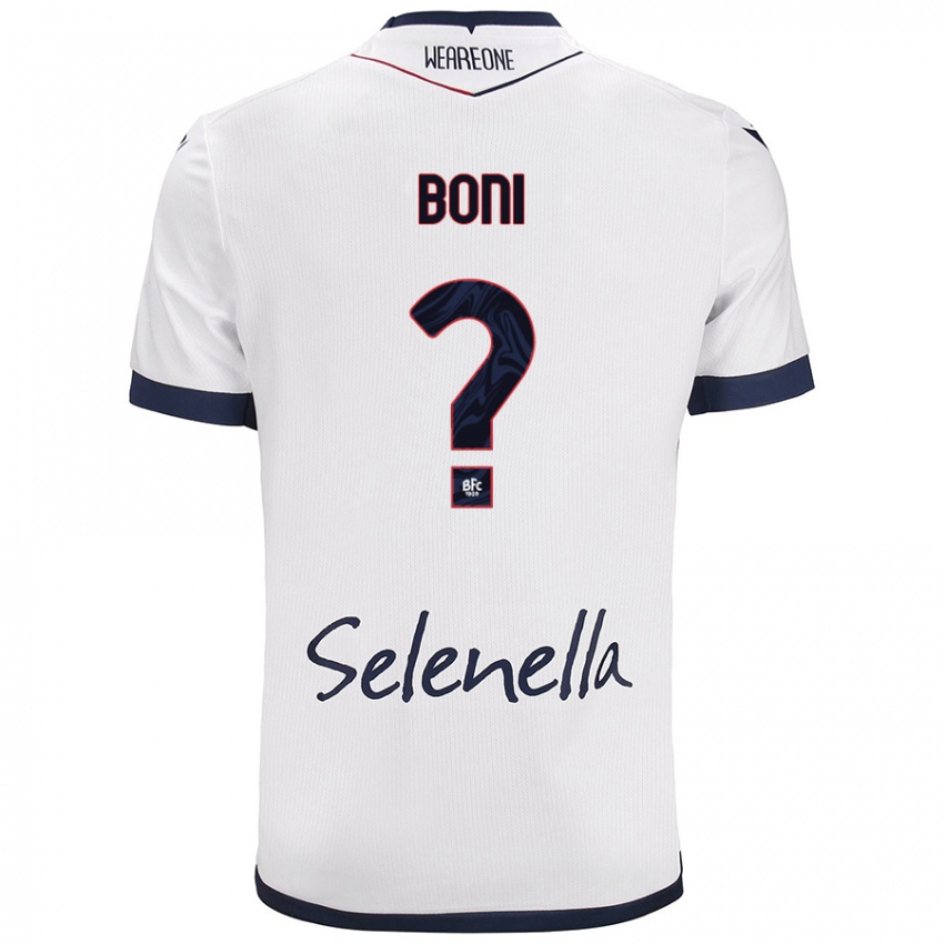 Femme Maillot Mattia Boni #0 Blanc Bleu Royal Tenues Extérieur 2024/25 T-Shirt Belgique