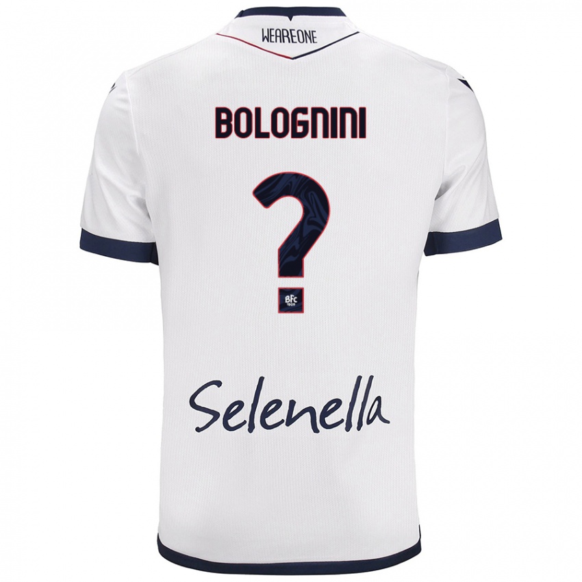 Femme Maillot Andrea Bolognini #0 Blanc Bleu Royal Tenues Extérieur 2024/25 T-Shirt Belgique