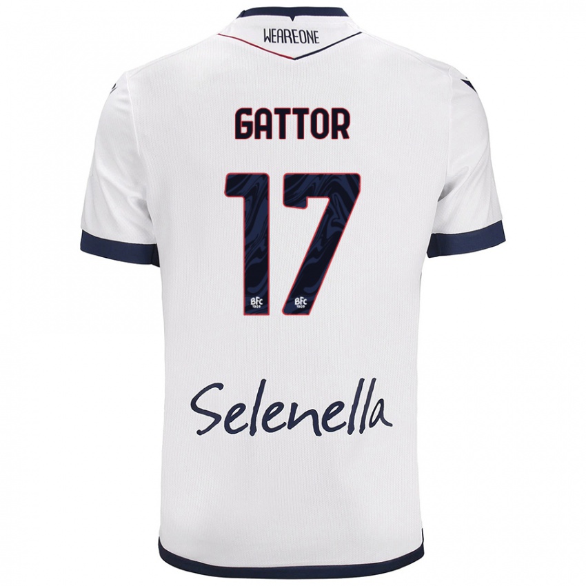 Femme Maillot Gianluca Gattor #17 Blanc Bleu Royal Tenues Extérieur 2024/25 T-Shirt Belgique