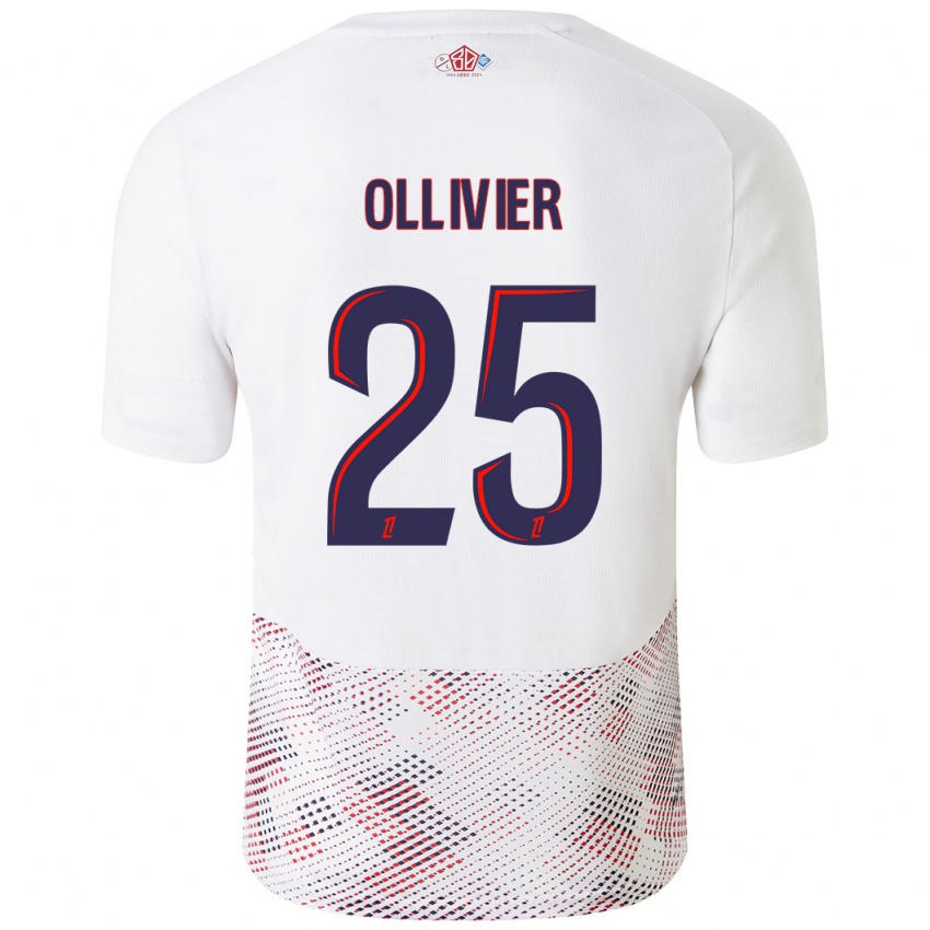 Femme Maillot Agathe Ollivier #25 Blanc Bleu Royal Tenues Extérieur 2024/25 T-Shirt Belgique