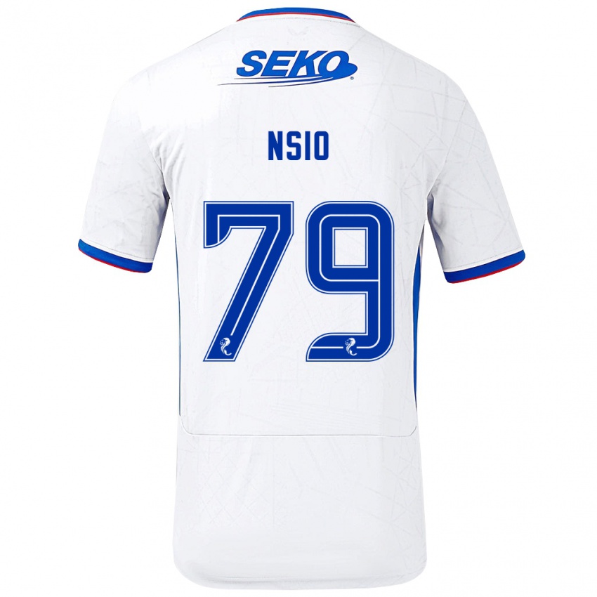 Femme Maillot Paul Nsio #79 Blanc Bleu Tenues Extérieur 2024/25 T-Shirt Belgique