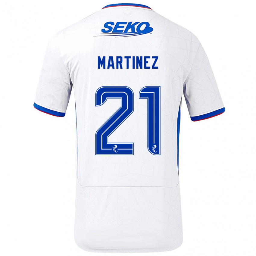 Femme Maillot Lisa Martinez #21 Blanc Bleu Tenues Extérieur 2024/25 T-Shirt Belgique