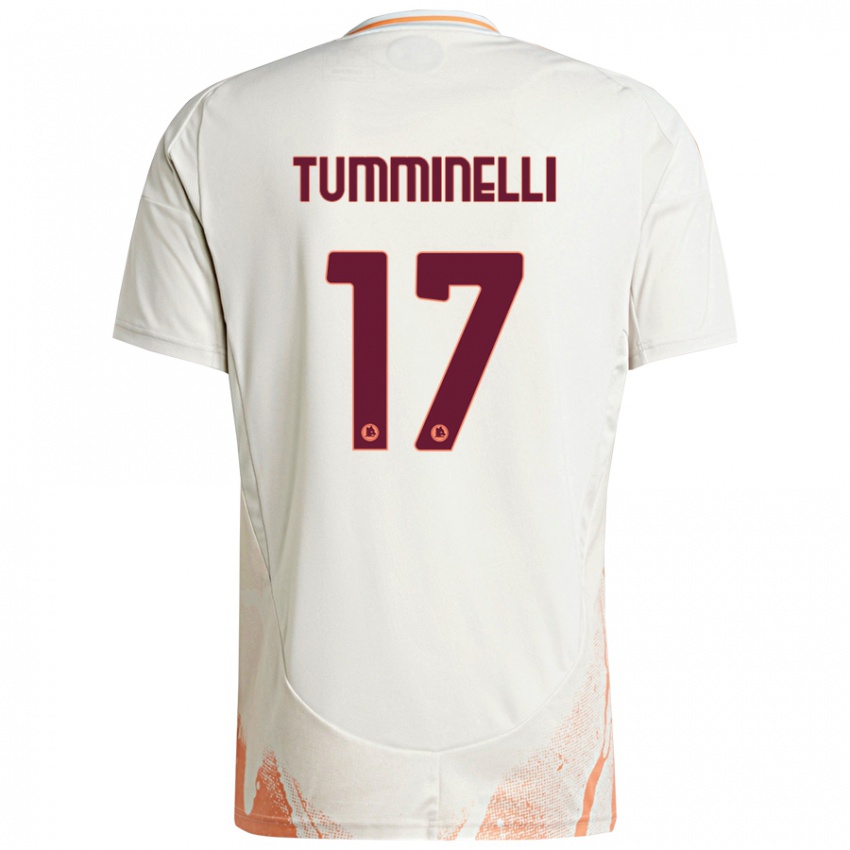 Femme Maillot Gianmarco Tumminelli #17 Crème Blanc Orange Tenues Extérieur 2024/25 T-Shirt Belgique