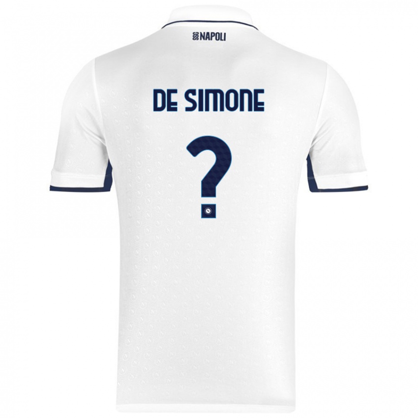 Dames Paolo De Simone #0 Wit Koningsblauw Uitshirt Uittenue 2024/25 T-Shirt België