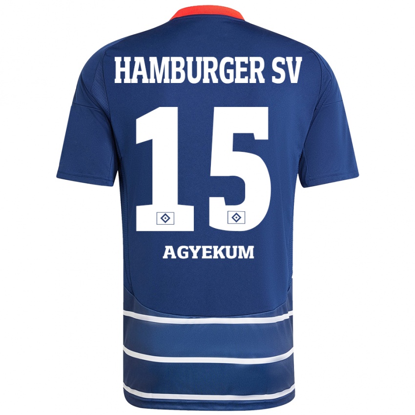 Dames Joel Agyekum #15 Donkerblauw Uitshirt Uittenue 2024/25 T-Shirt België