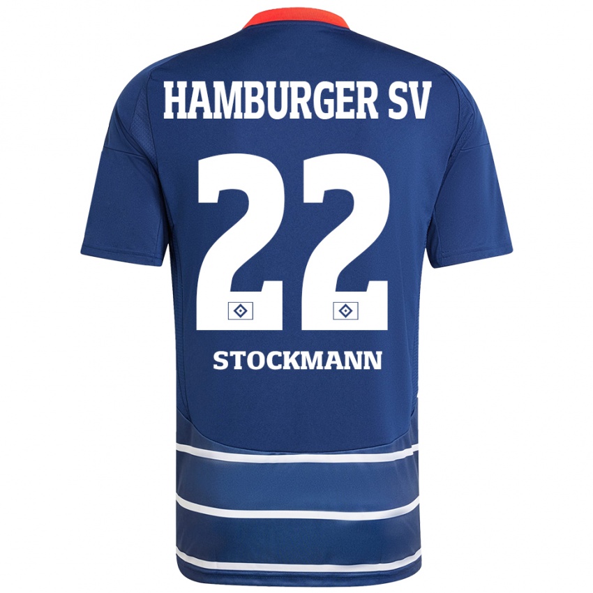 Femme Maillot Sarah Stöckmann #22 Bleu Foncé Tenues Extérieur 2024/25 T-Shirt Belgique