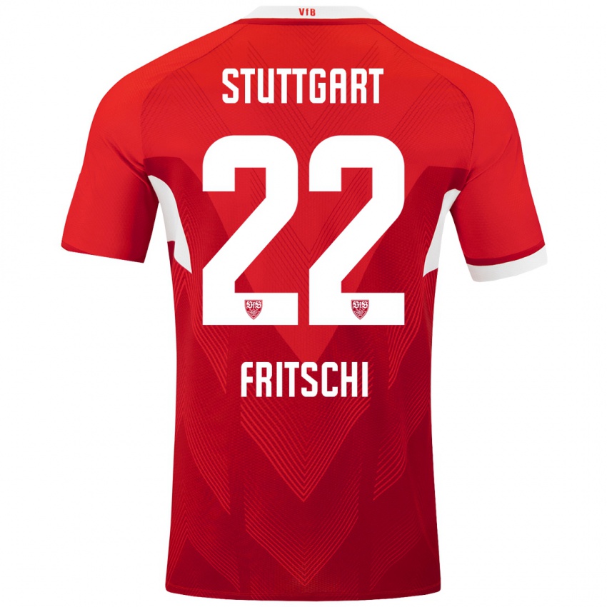 Dames Paulo Fritschi #22 Rood Wit Uitshirt Uittenue 2024/25 T-Shirt België