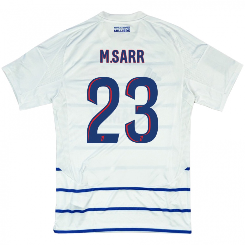 Dames Mamadou Sarr #23 Wit Blauw Uitshirt Uittenue 2024/25 T-Shirt België