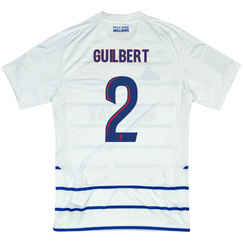 Femme Maillot Frédéric Guilbert #2 Blanc Bleu Tenues Extérieur 2024/25 T-Shirt Belgique