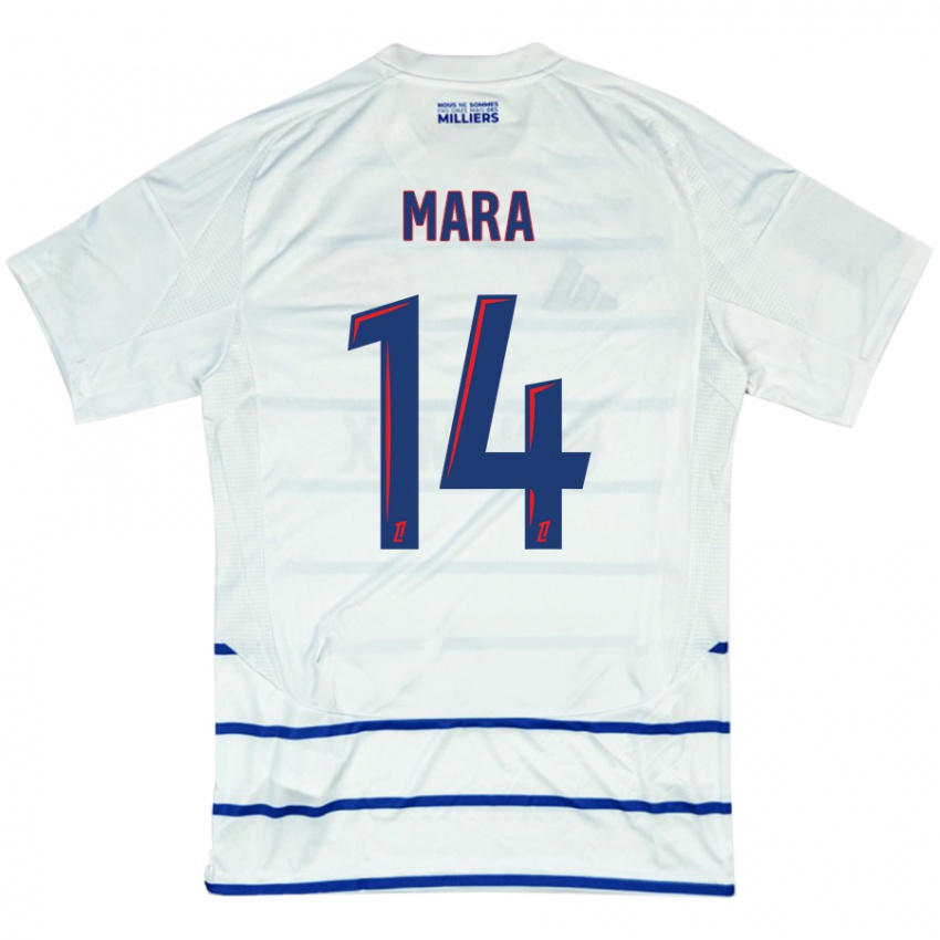 Femme Maillot Sékou Mara #14 Blanc Bleu Tenues Extérieur 2024/25 T-Shirt Belgique