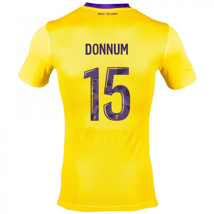 Damen Aron Dønnum #15 Gelb Lila Auswärtstrikot Trikot 2024/25 T-Shirt Belgien