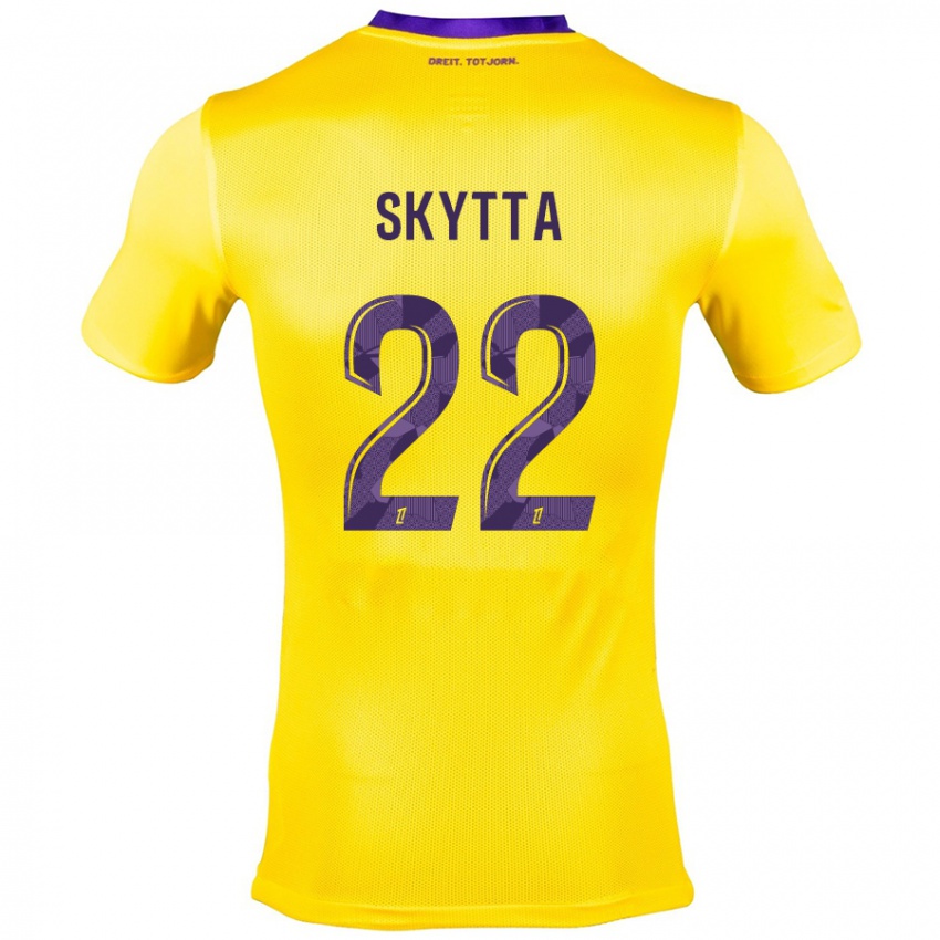 Damen Naatan Skyttä #22 Gelb Lila Auswärtstrikot Trikot 2024/25 T-Shirt Belgien