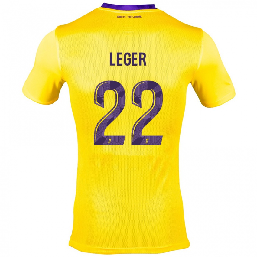 Damen Christelle Léger #22 Gelb Lila Auswärtstrikot Trikot 2024/25 T-Shirt Belgien