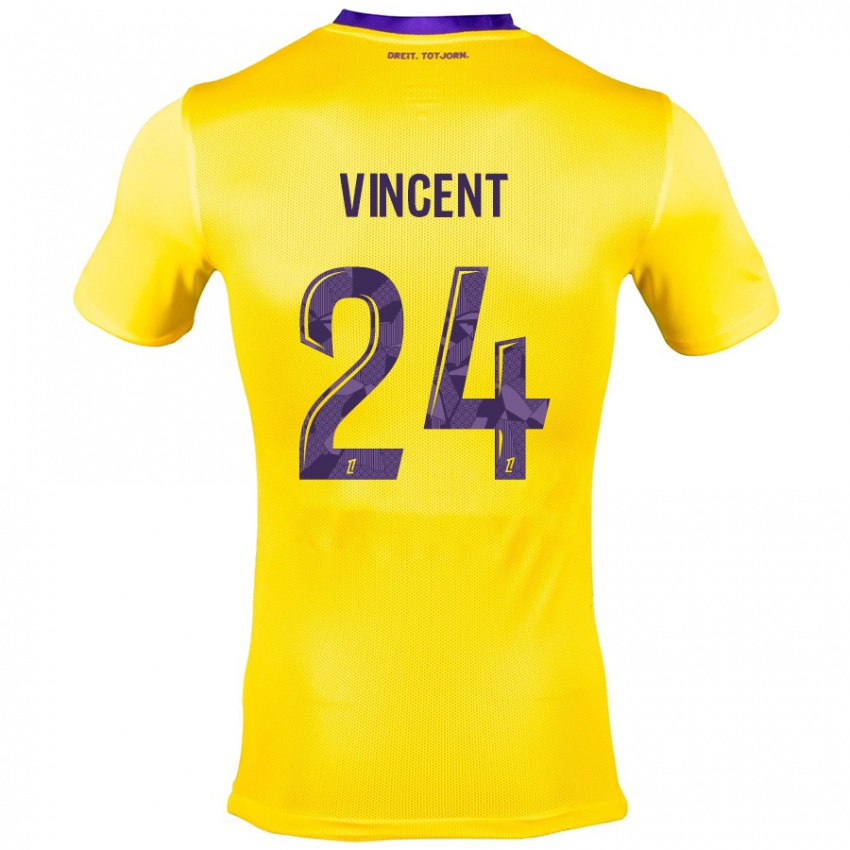 Damen Magalie Vincent #24 Gelb Lila Auswärtstrikot Trikot 2024/25 T-Shirt Belgien